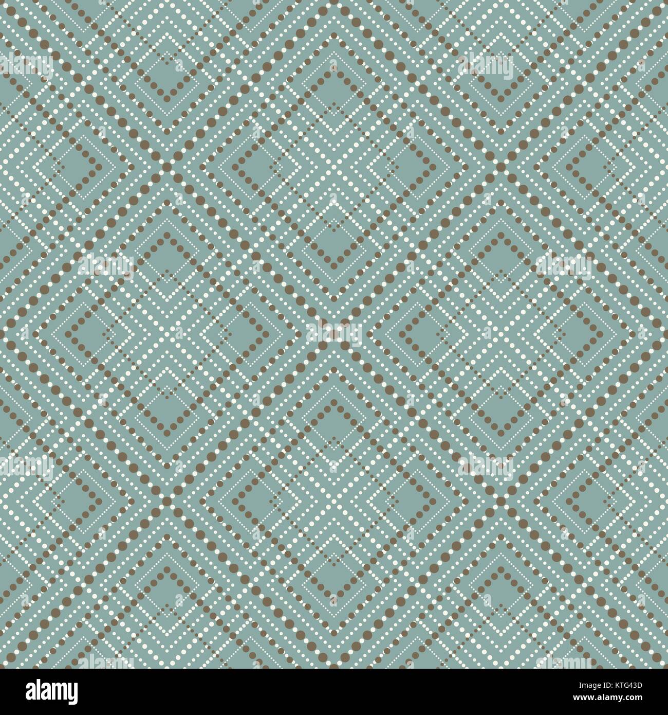 Seamless Background image of elegant vintage dot line diamond check pattern. Stock Vector