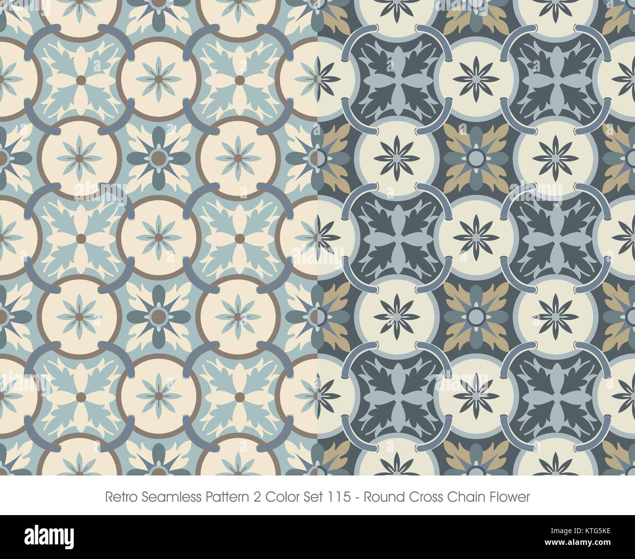 Retro Seamless Pattern Round Cross Chain Flower Stock Vector Image ...