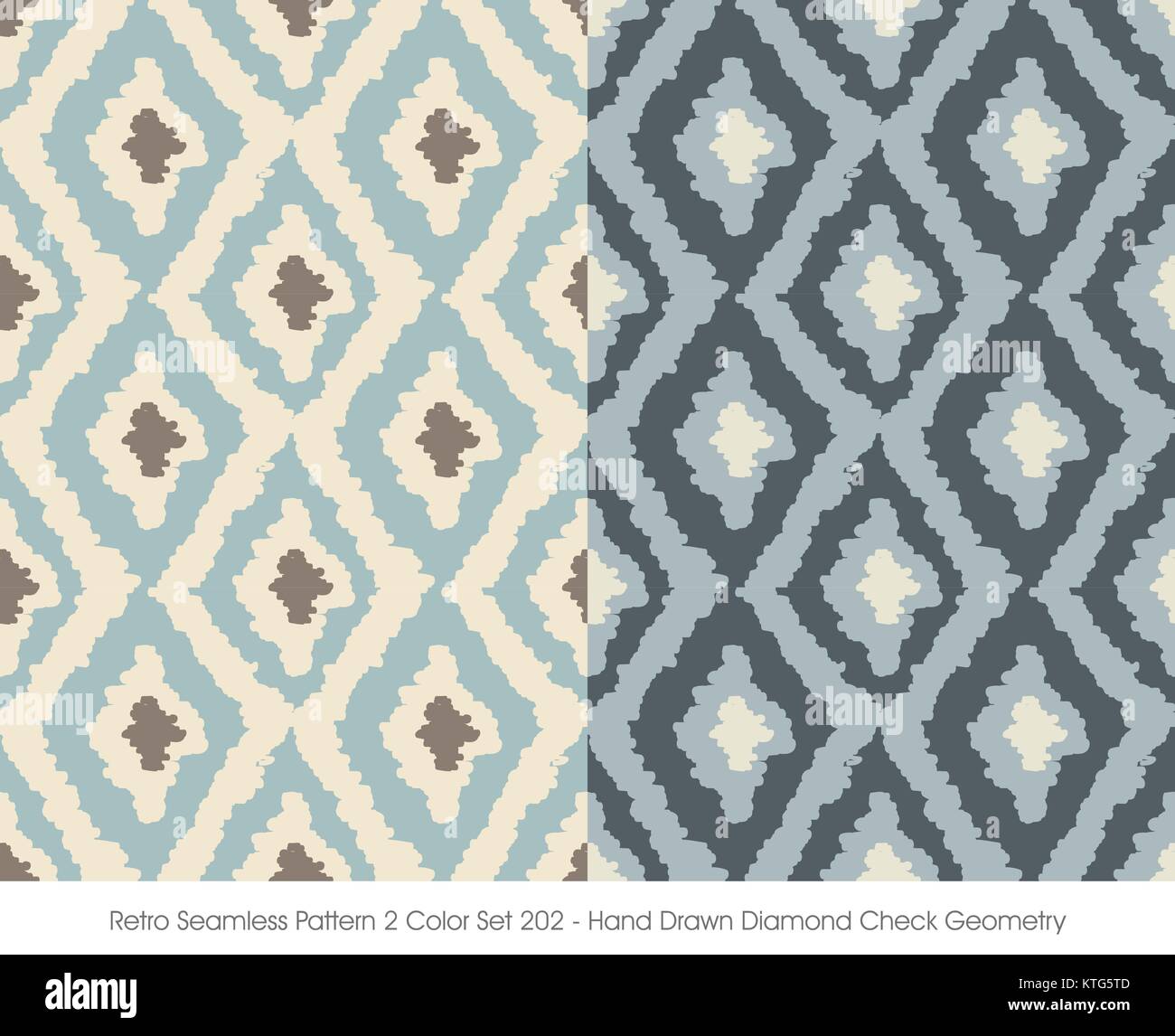 Diamond Check Pattern Retro Seamless Pattern Hand Drawn Diamond Check Geometry Stock Vector ...