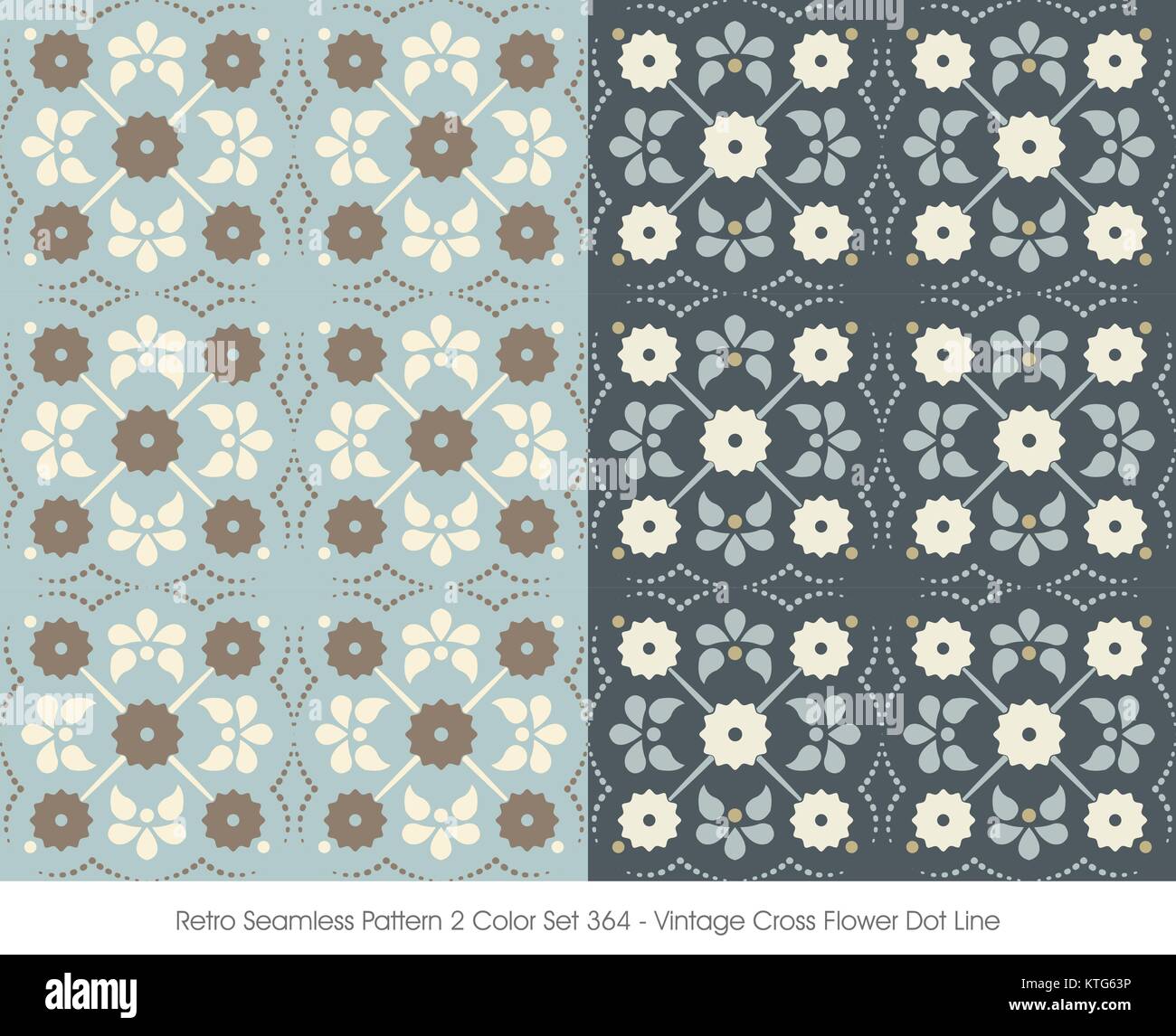 Retro Seamless Pattern Vintage Cross Flower Dot Line Stock Vector Image ...