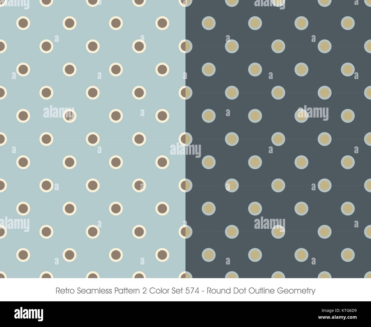 Retro Seamless Pattern 2 Color Set Round Dot Outline Geometry Stock ...