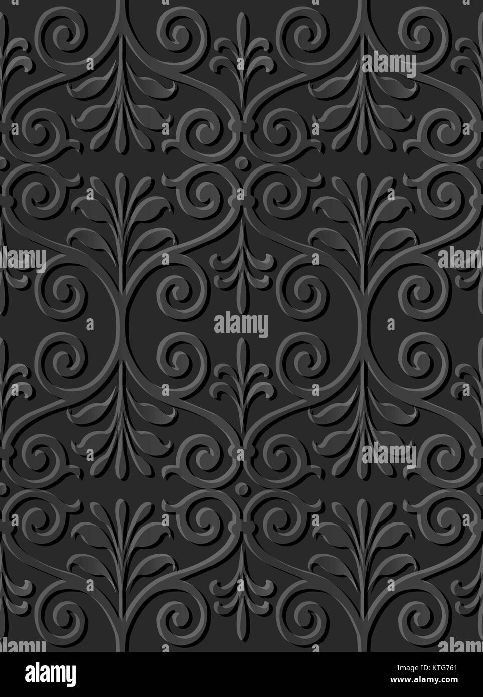 Dark 3D paper art spiral curve cross vintage leaf Stock Vector Image ...