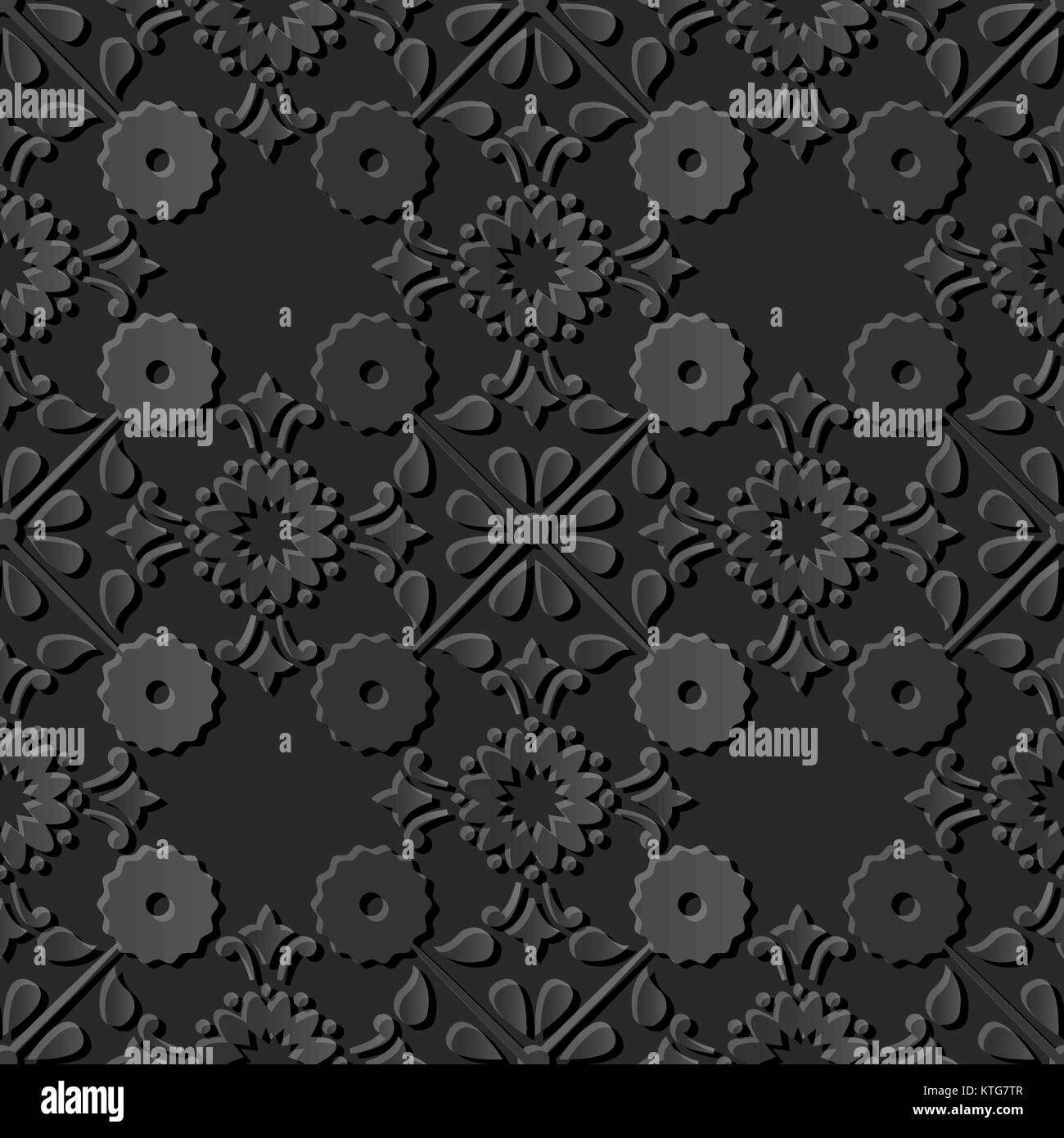 Seamless 3D dark paper cut art cross round vintage flower Stock Vector ...