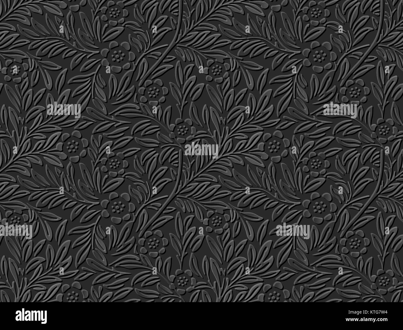 Seamless 3D dark paper cut art flower leaf plant Stock Vector Image ...