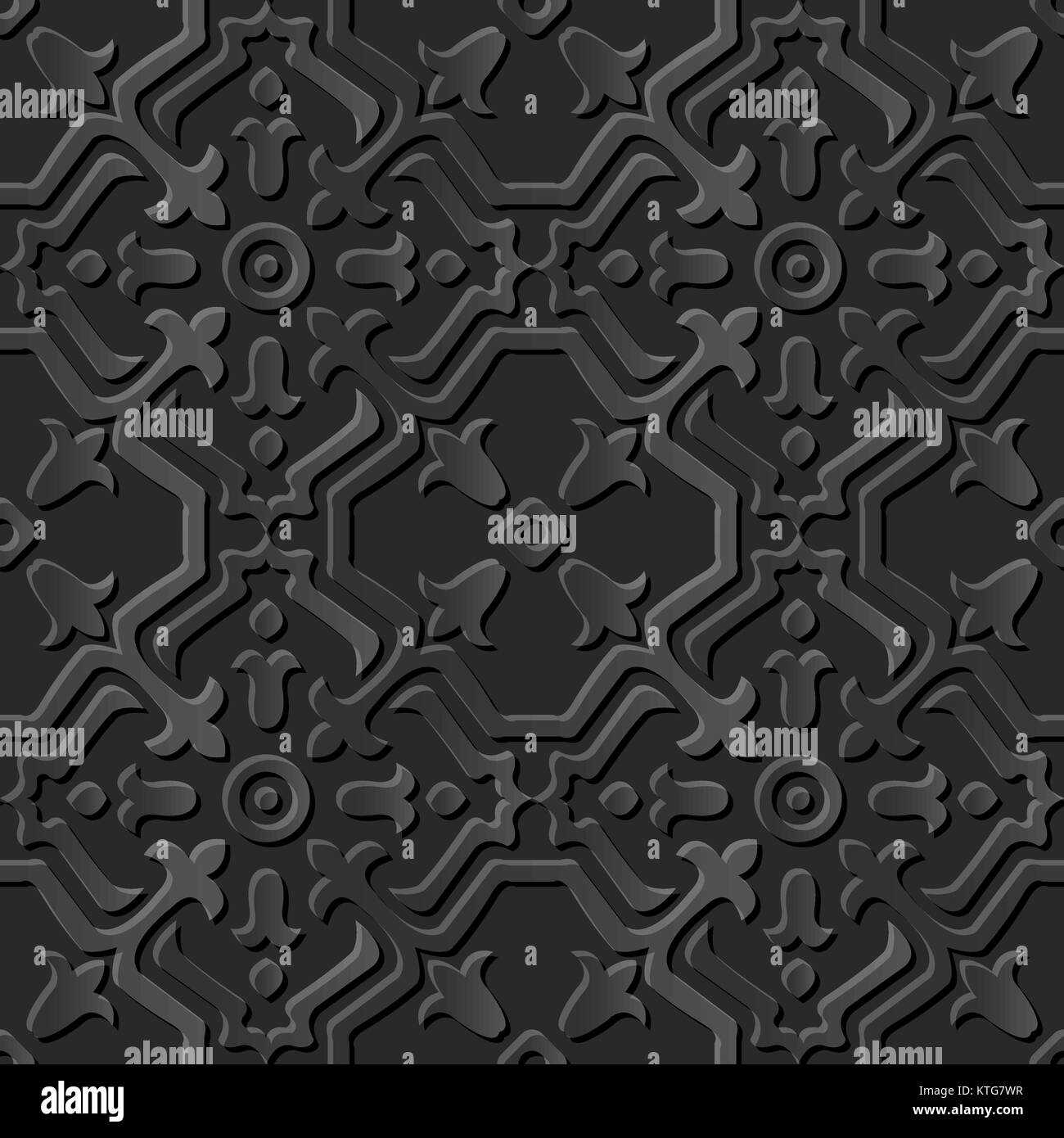 Seamless 3D dark paper cut art geometry cross frame flower Stock Vector ...