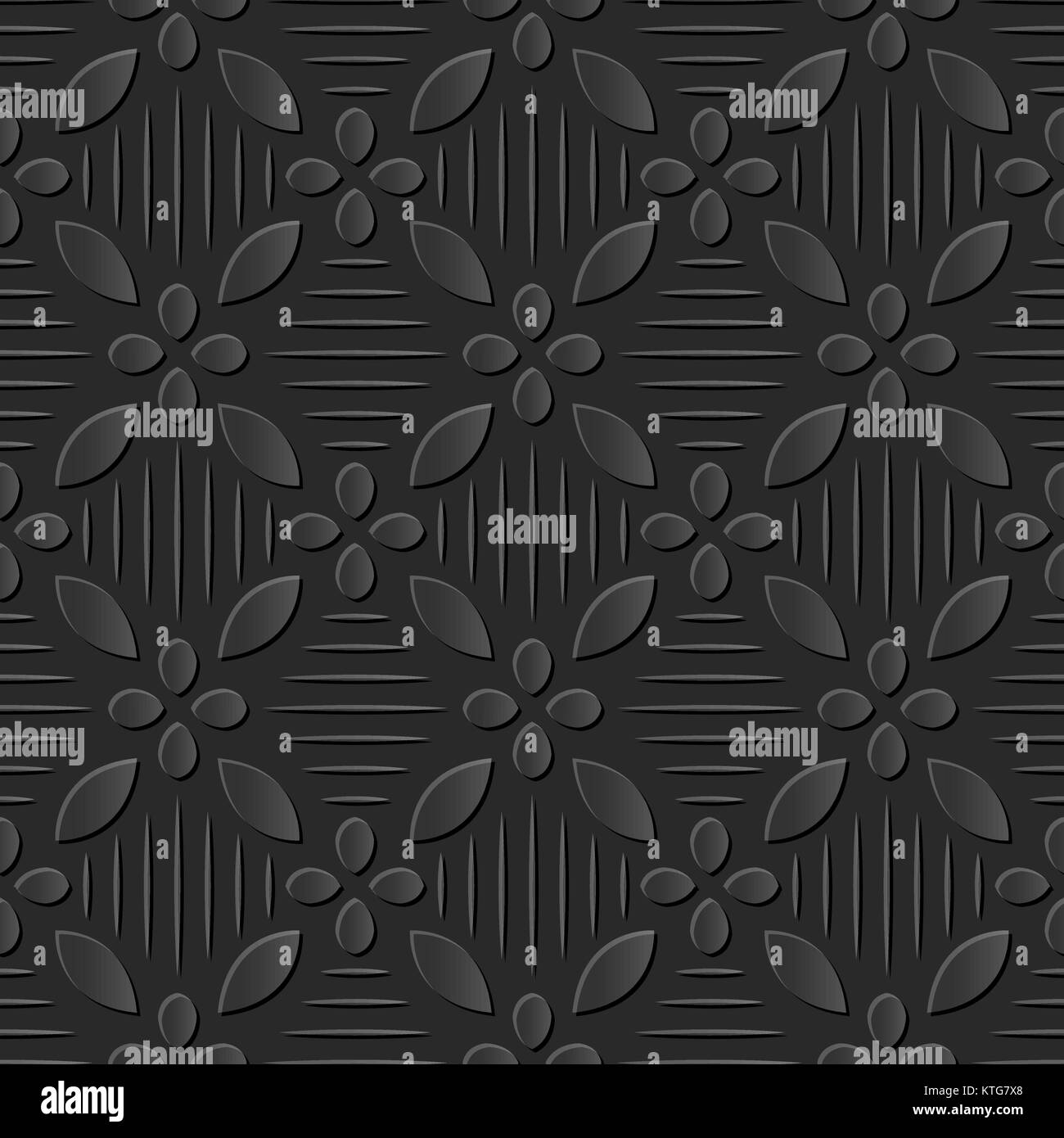Seamless 3D dark paper cut art curve cross line flower Stock Vector ...