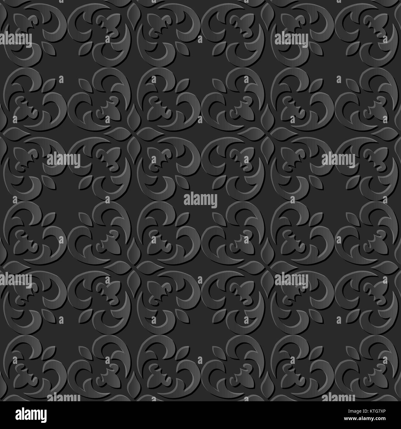 Seamless 3D dark paper cut art spiral curve cross kaleidoscope Stock ...