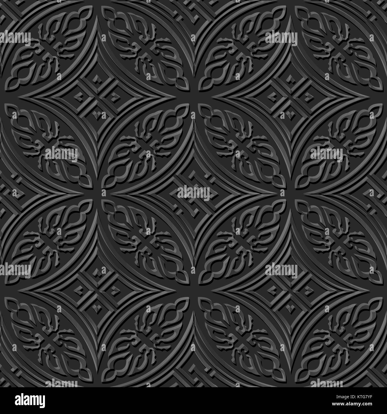 Seamless 3D dark paper cut art round aboriginal cross geometry Stock ...