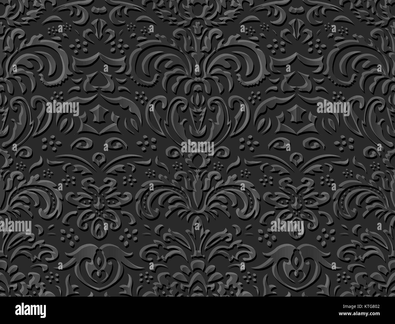 Seamless 3D dark paper cut art vintage nature leaf flower Stock Vector ...