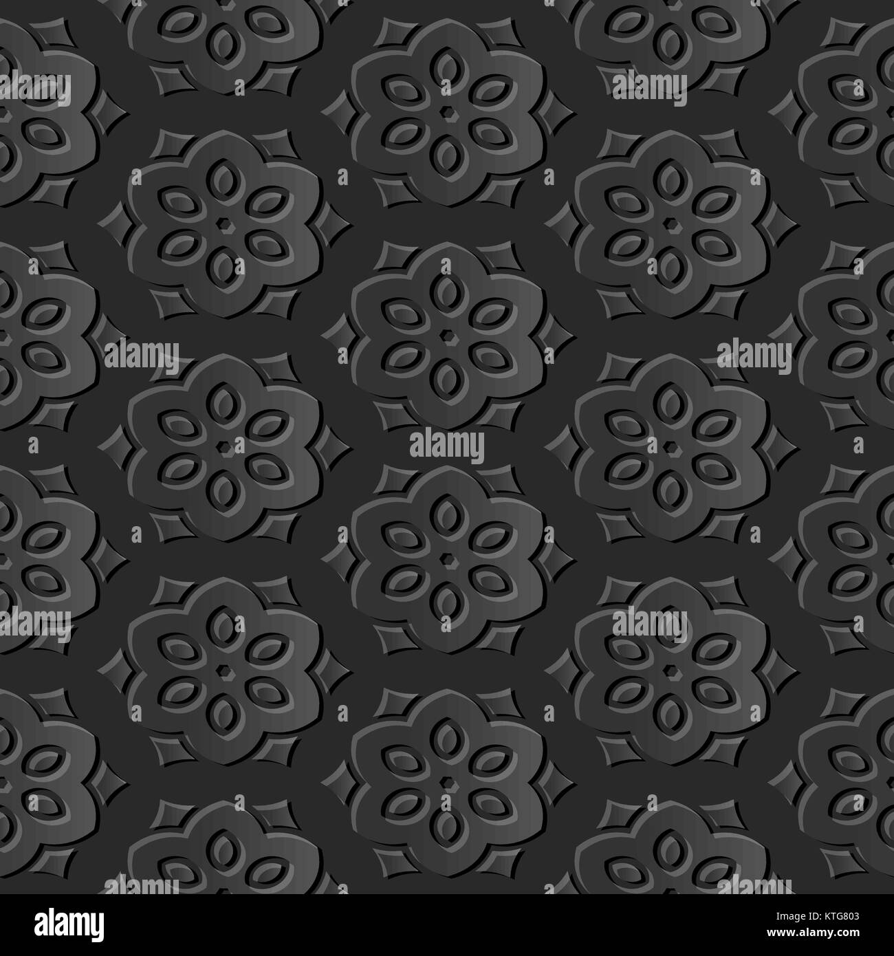 Seamless 3D dark paper cut art vintage polygon flower cross Stock ...
