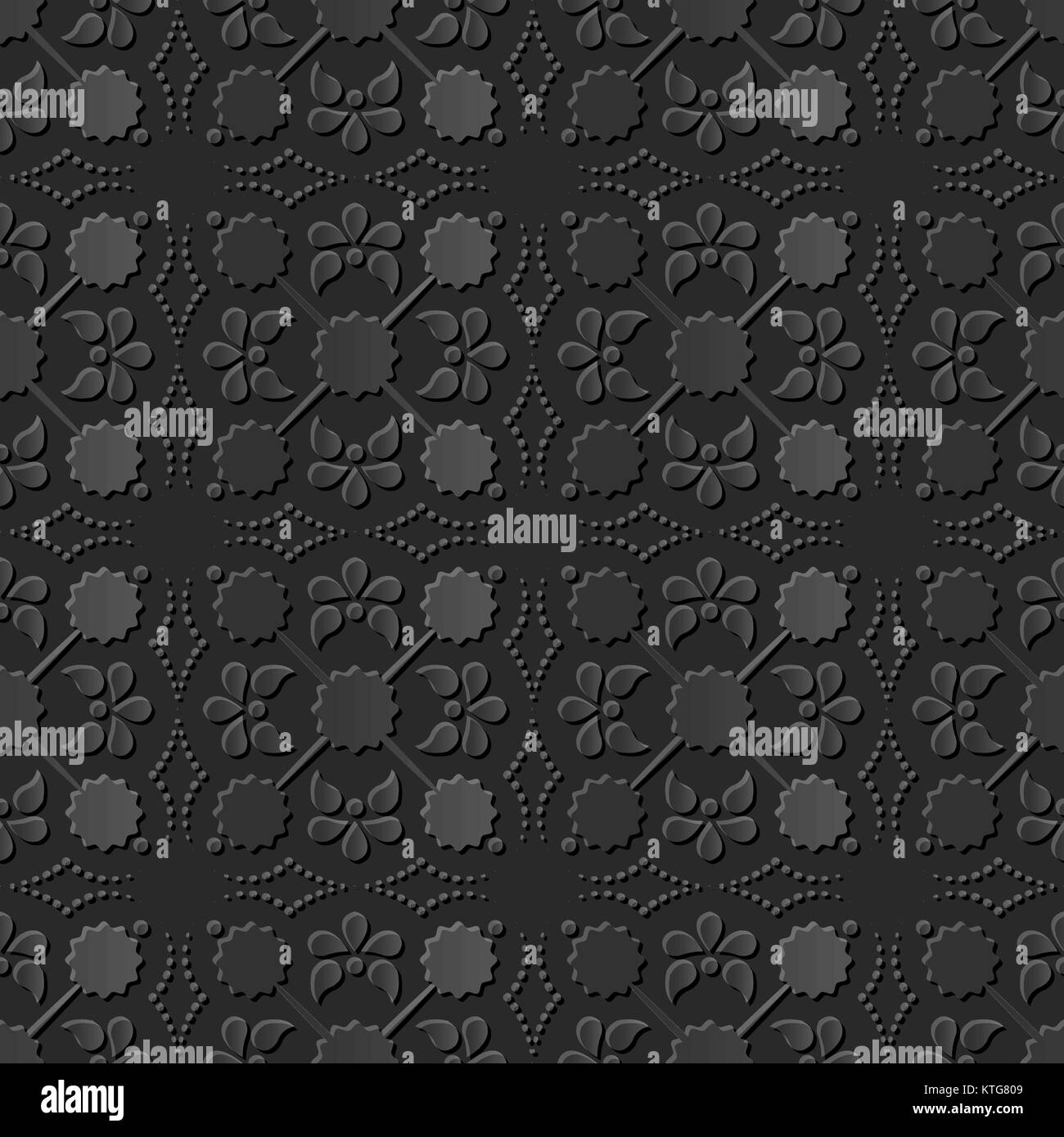 Seamless 3D dark paper cut art vintage cross flower dot line Stock ...