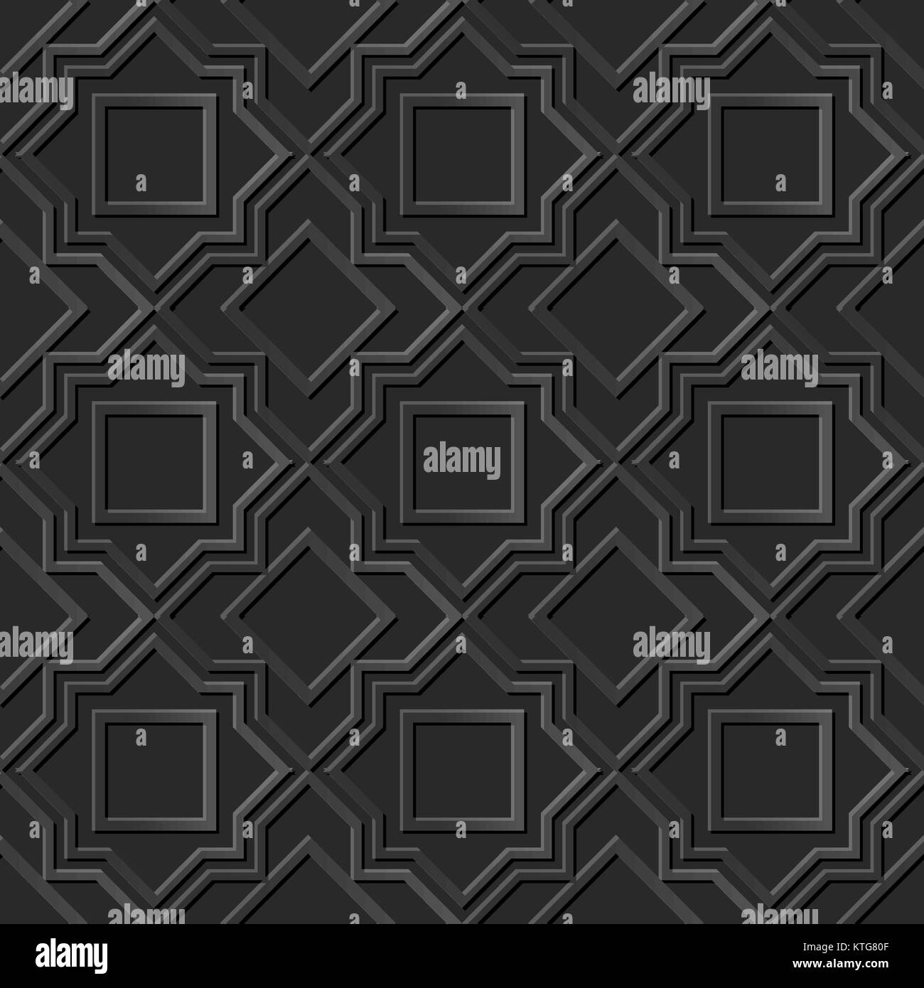 Seamless 3D dark paper cut art star square geometry cross line Stock ...