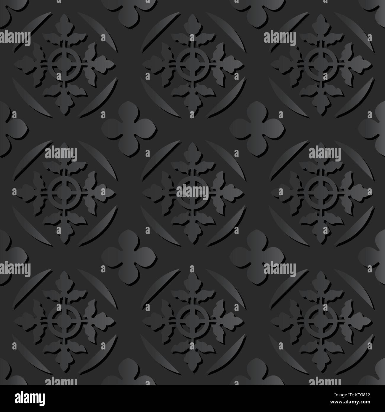 Seamless 3D elegant dark paper art Round Cross Leaf Stock Vector Image ...