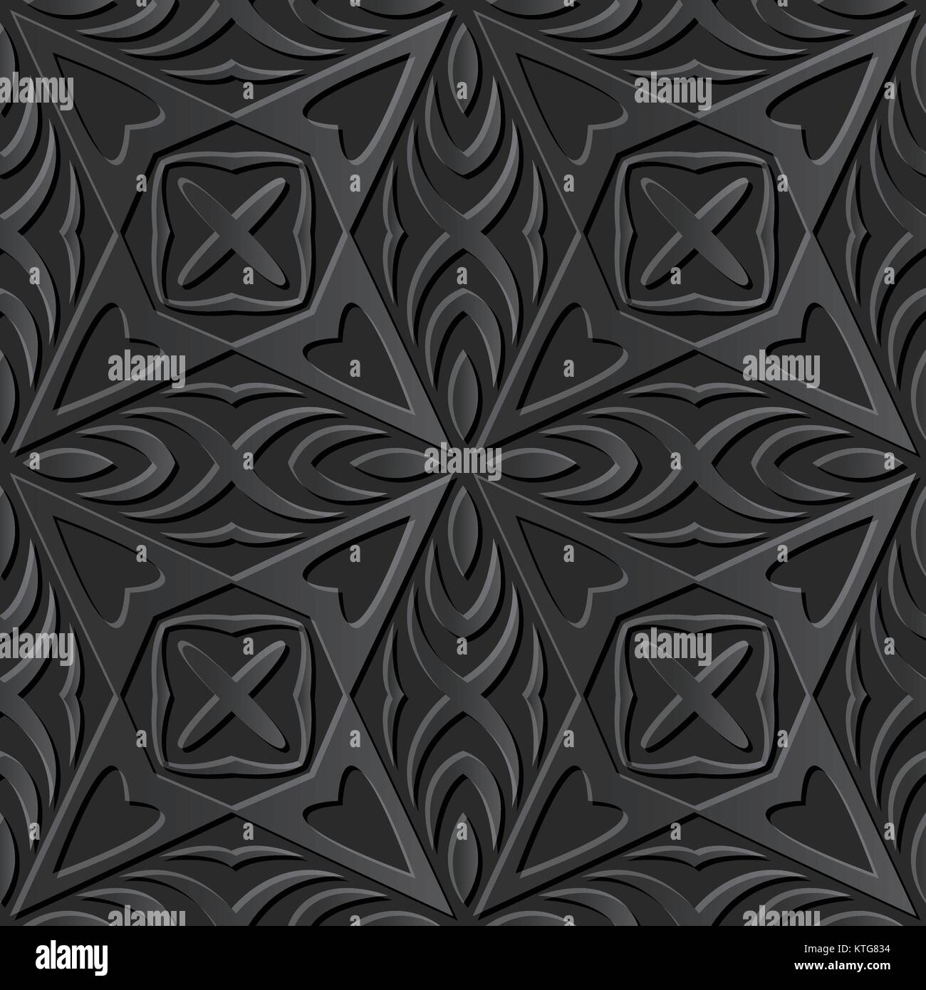 Seamless 3D elegant dark paper art Hear Cross Geometry Stock Vector ...