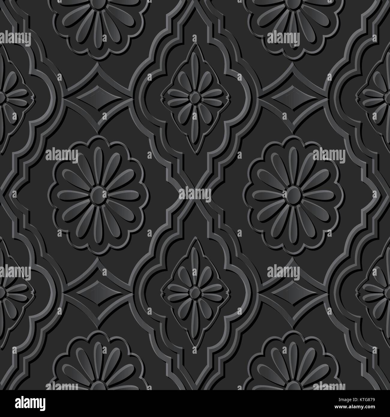 Seamless 3D elegant dark paper art Daisy Flower Stock Vector Image ...