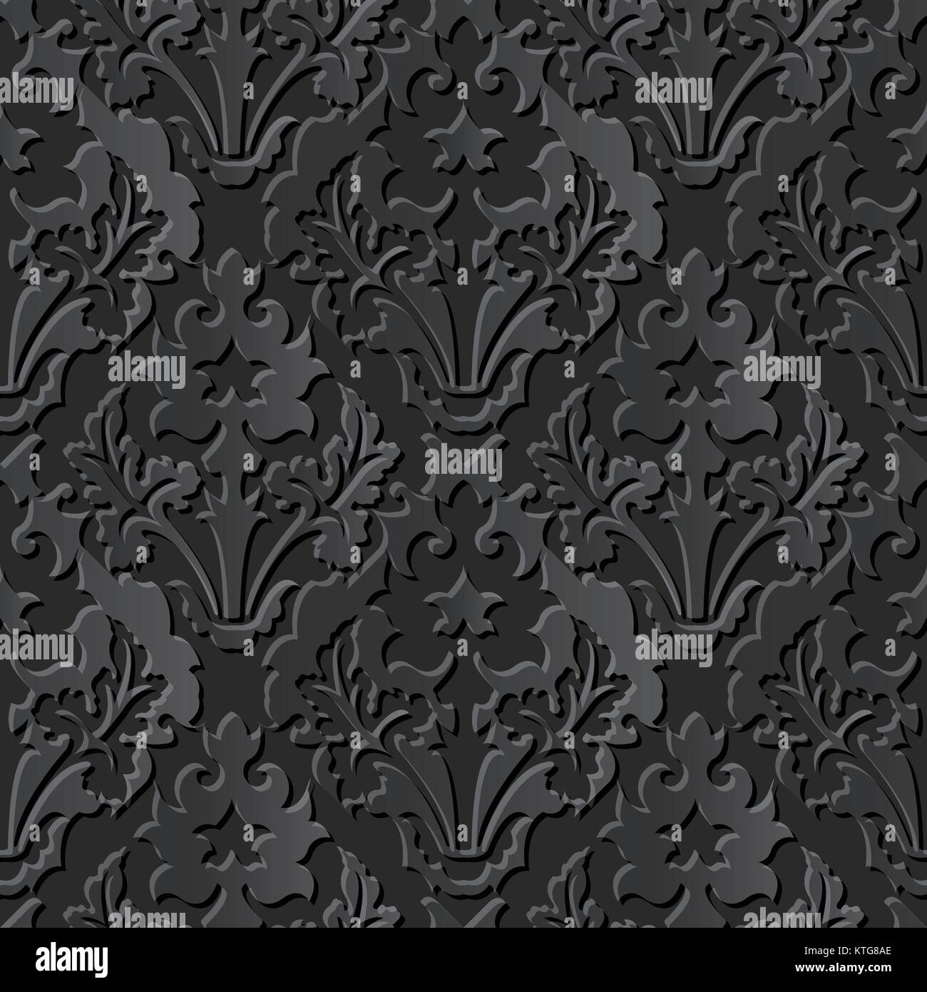 Seamless 3D elegant dark paper art Vintage Leaf Stock Vector Image ...