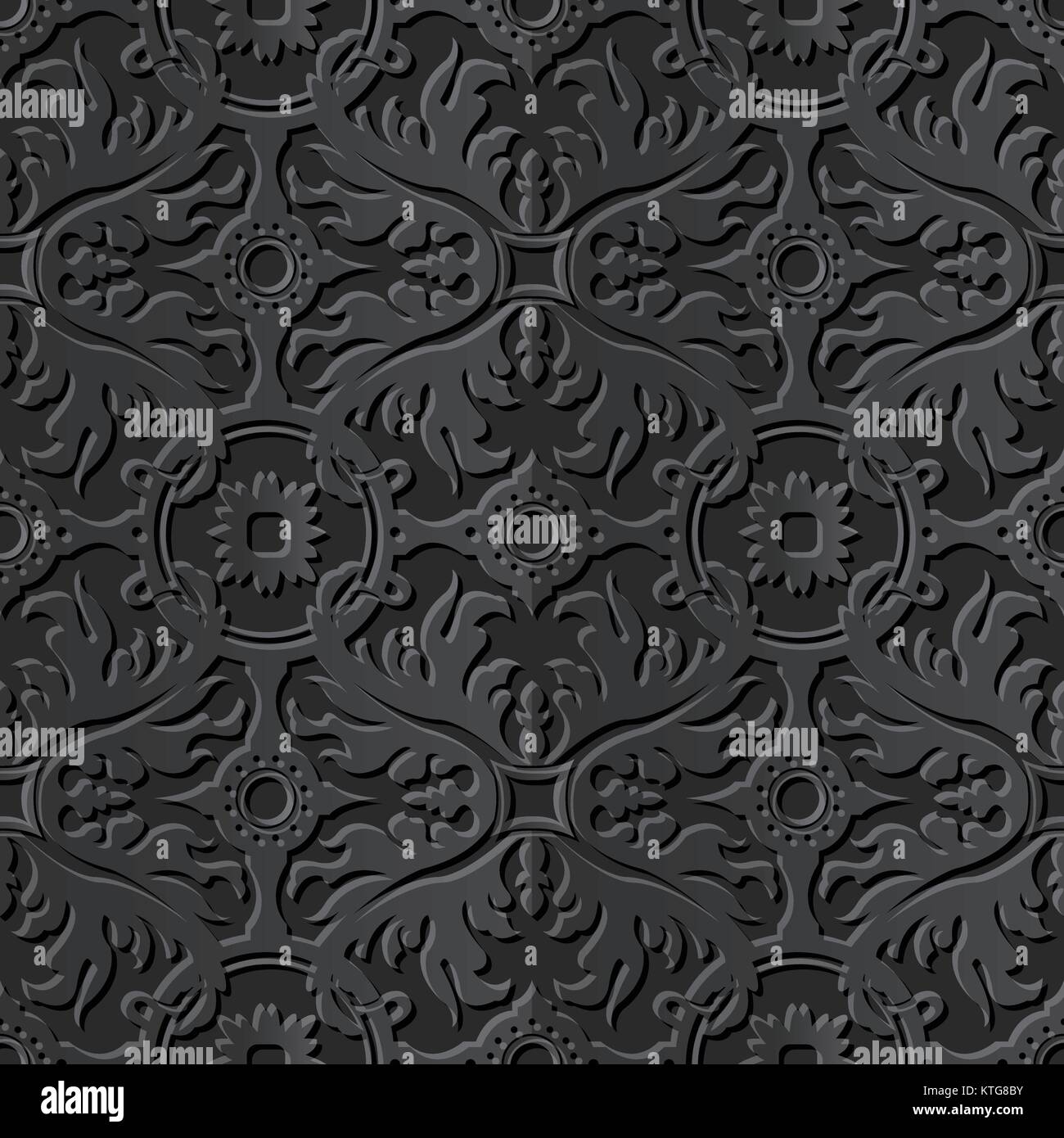 Seamless 3D elegant dark paper art Round Leaf Cross Flower Stock Vector ...