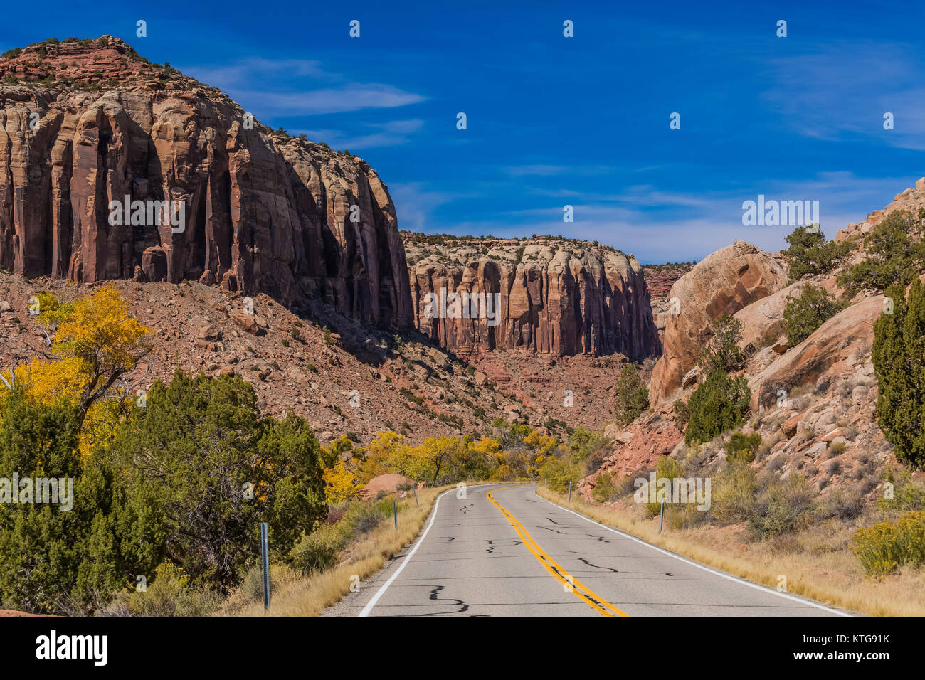 Utah SR 211 winding through the canyons of Indian Creek, along the