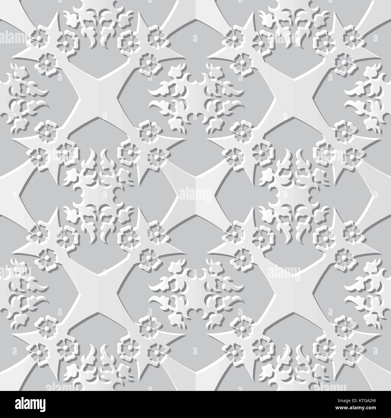 Vector damask seamless 3D paper art Cross Flower Stock Vector Image ...