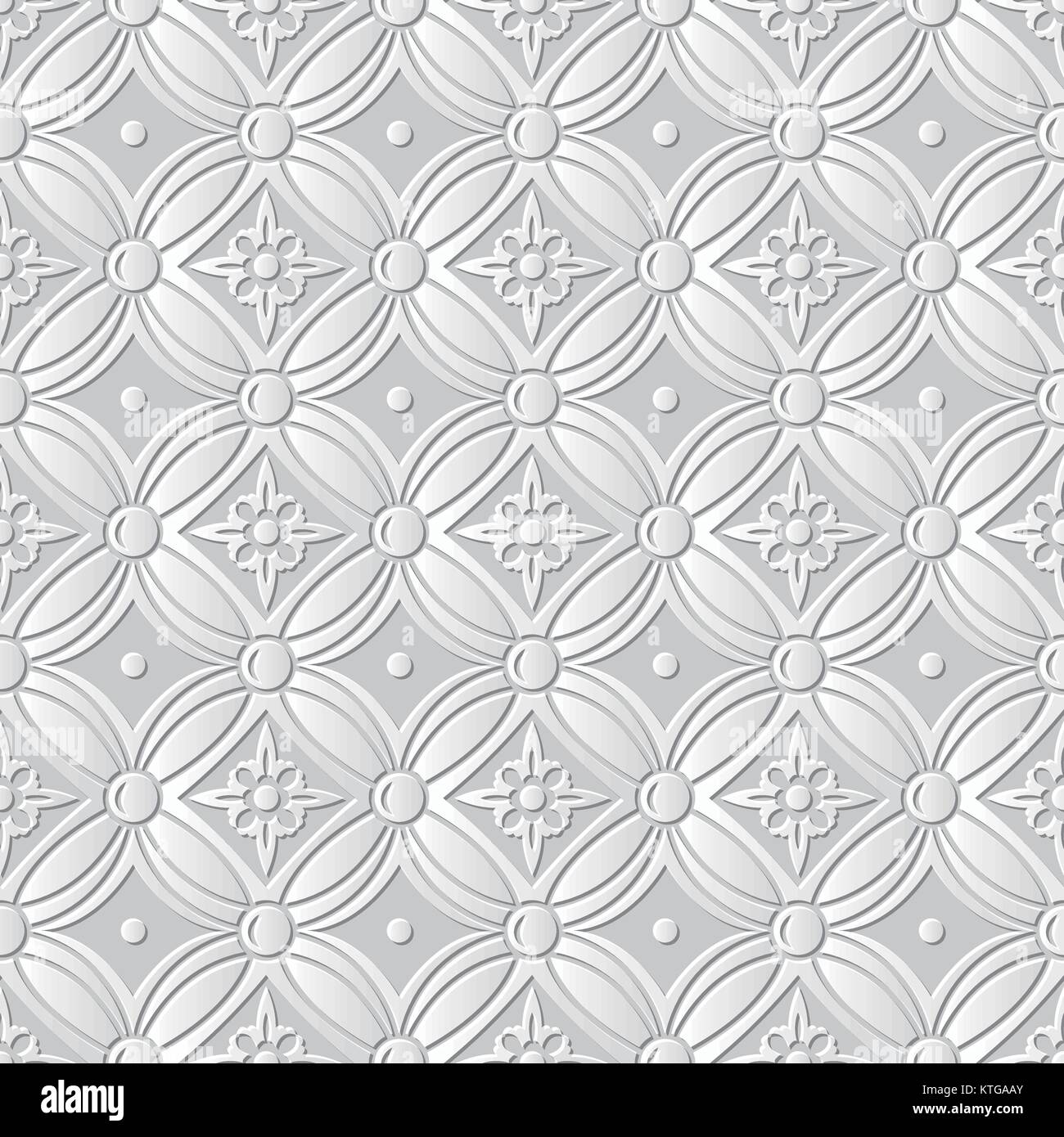 Vector damask seamless 3D paper art Vintage Round Cross Flower Stock ...