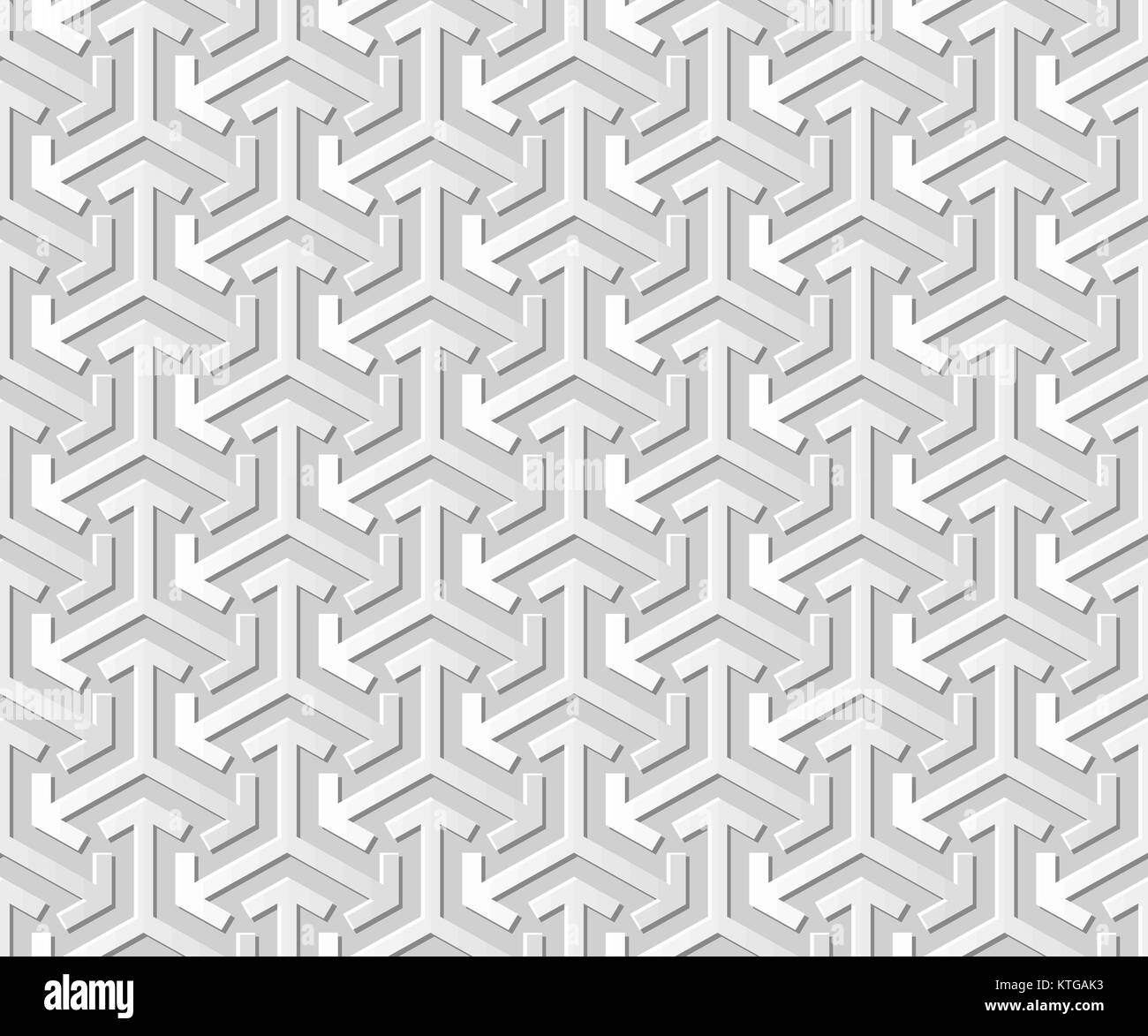 Vector damask seamless 3D paper art geometry arrow triangle cross Stock ...