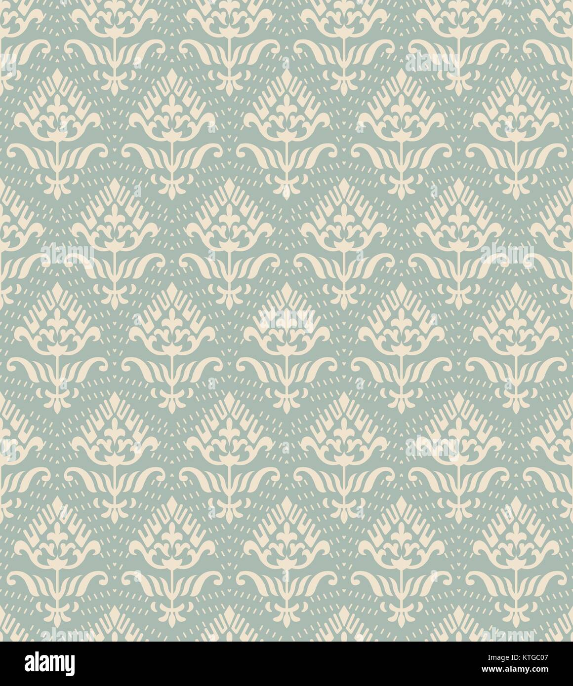 Antique seamless background vintage blue dot line curve garden flower ...