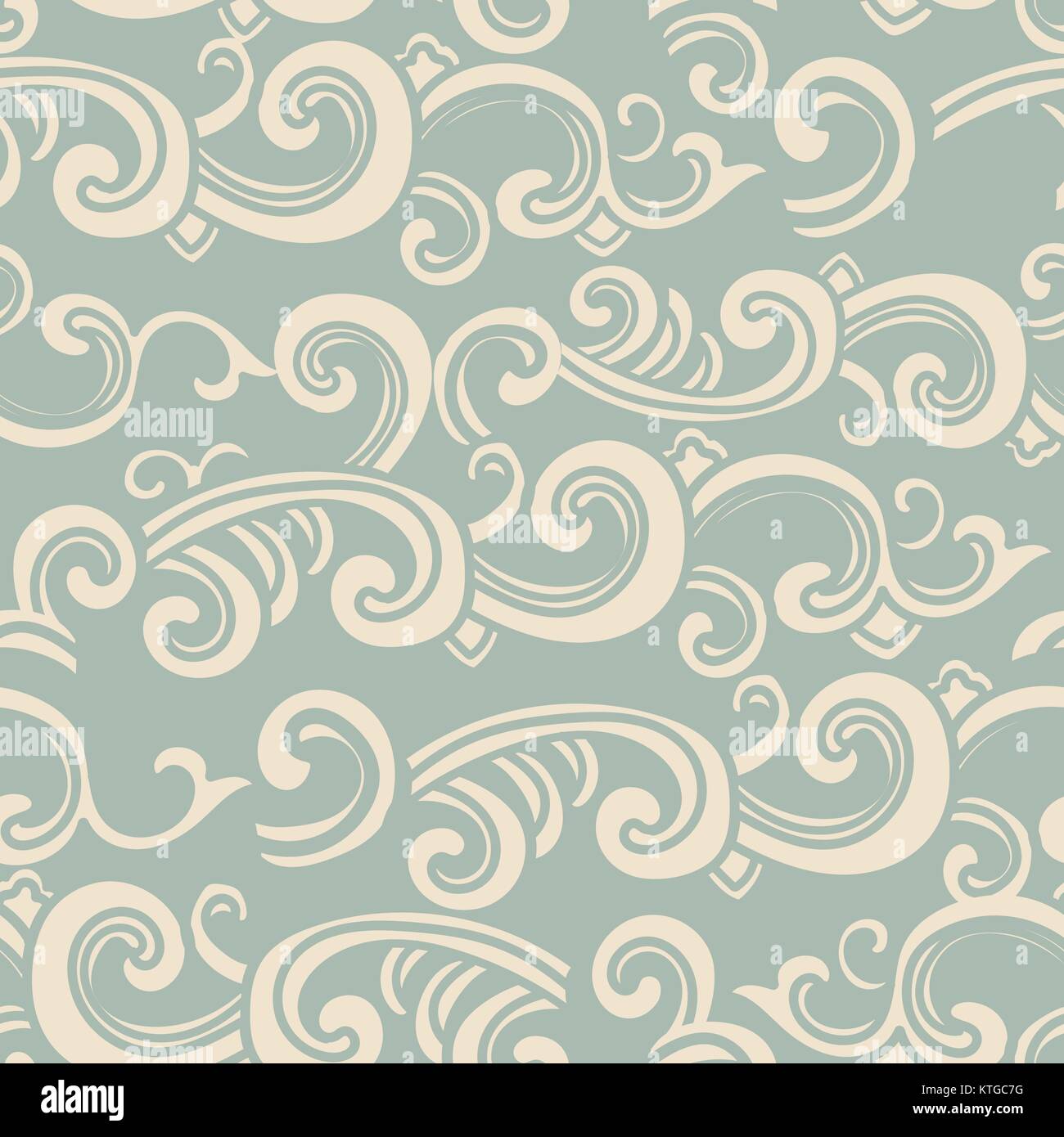 Antique seamless background spiral curve wave cross Stock Vector