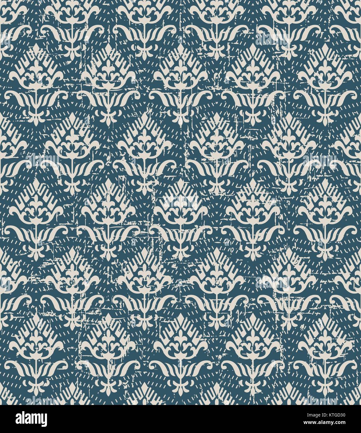 Seamless retro worn out background dot line curve garden flower Stock ...