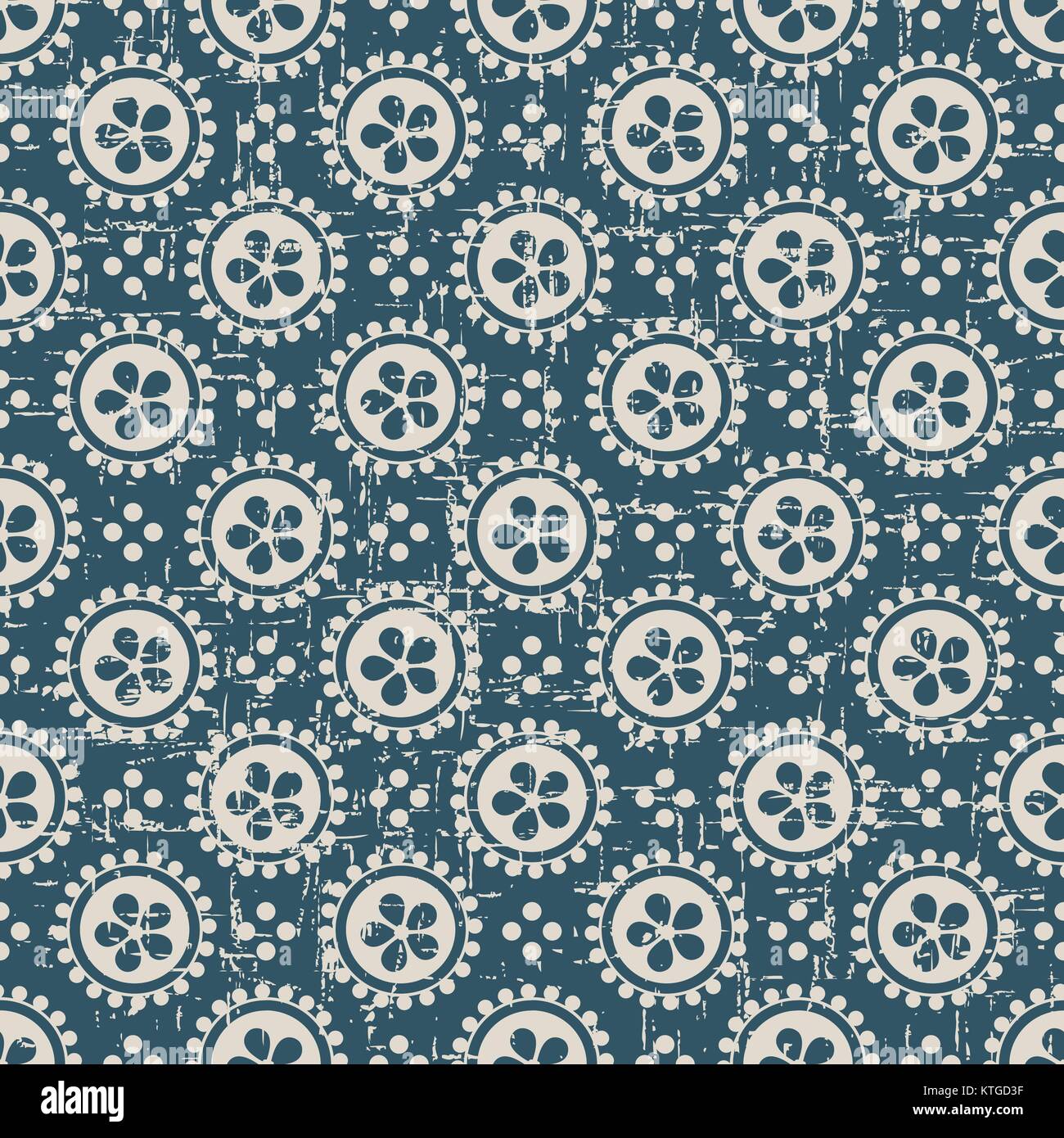 Seamless retro worn out background round flower dot cross Stock Vector ...
