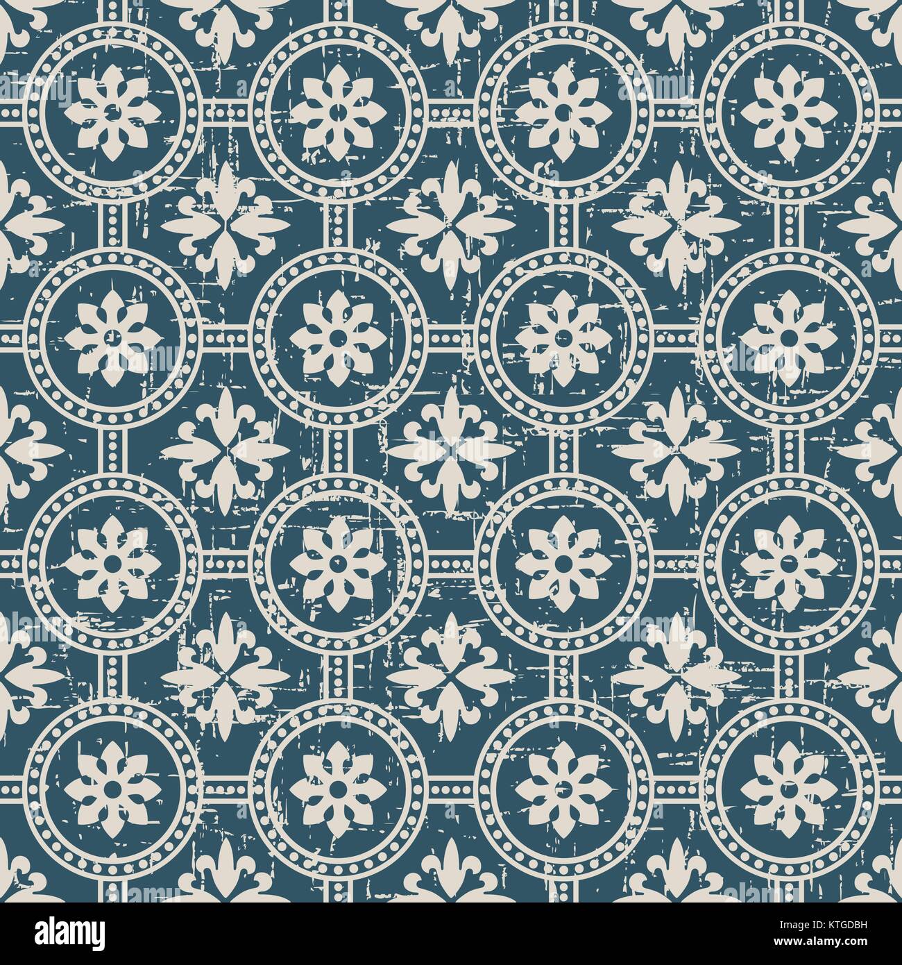 Seamless retro worn out background round cross dot line flower Stock ...