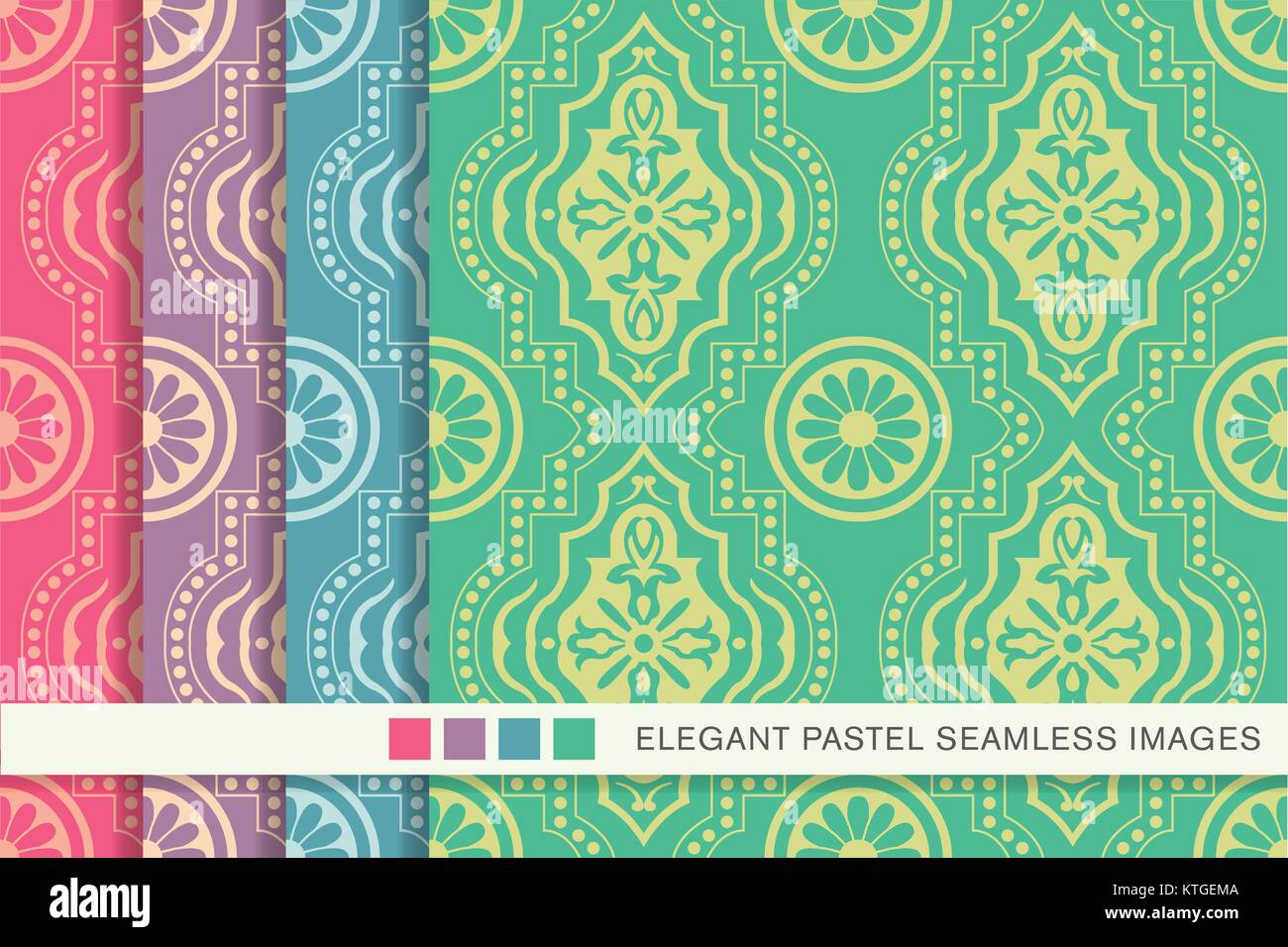 seamless pastel background set round flower dot line Stock Vector Image ...