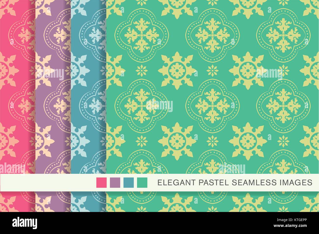 Seamless pastel background set round flower dot line Stock Vector Image ...