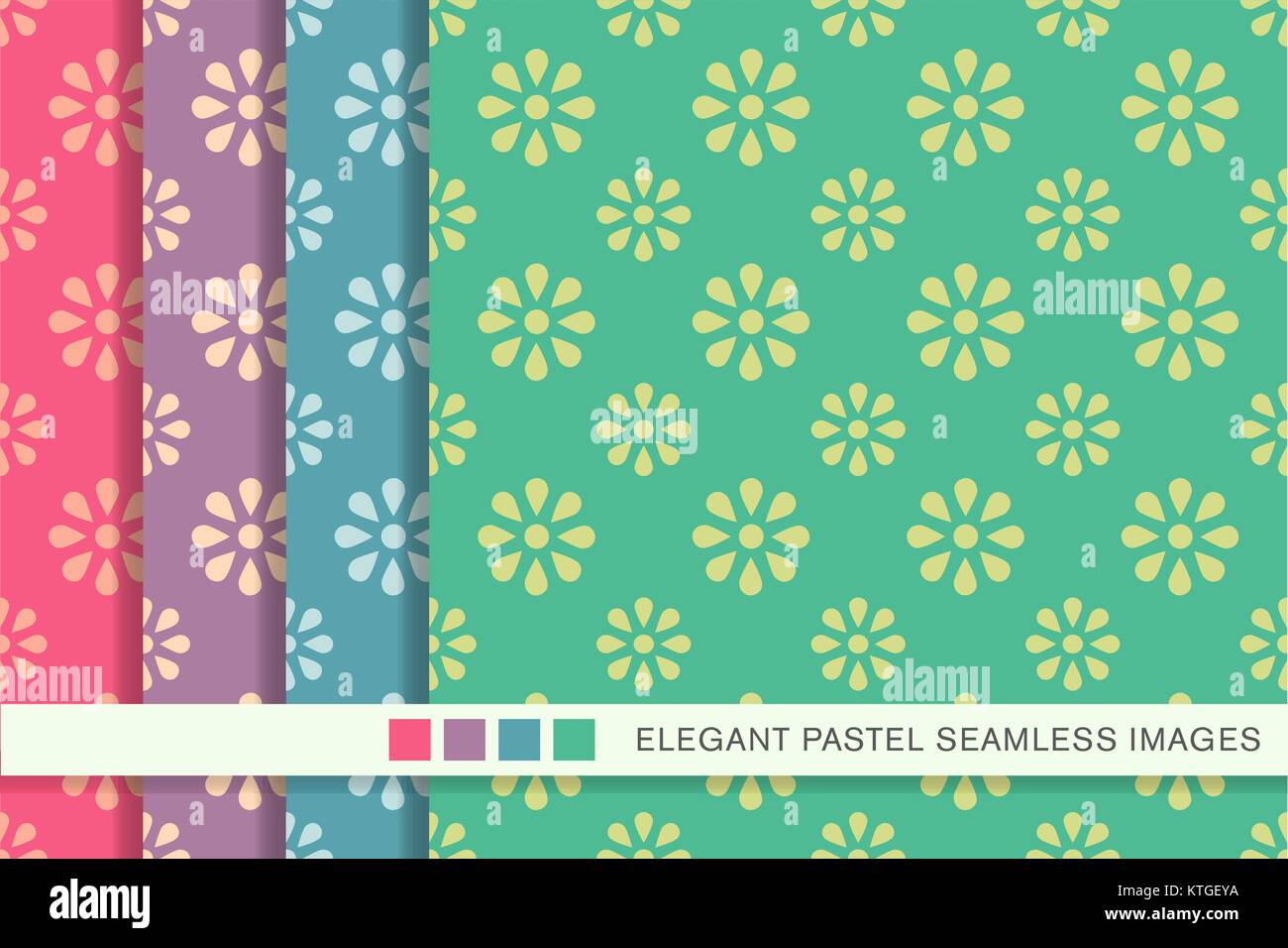Seamless pastel background set vintage daisy flower Stock Vector Image ...