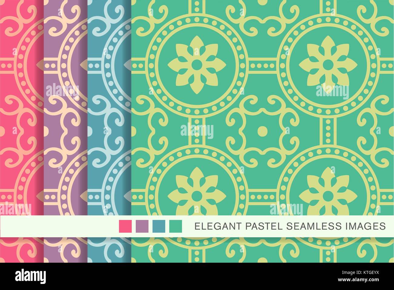 Seamless pastel background set round flower cross dot line Stock Vector ...