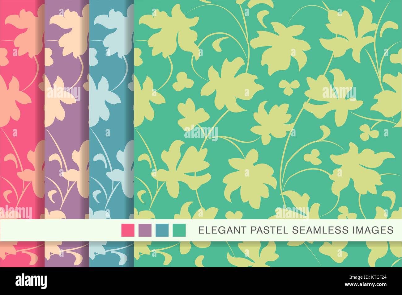 Seamless pastel background set nature leaf vine Stock Vector Image ...