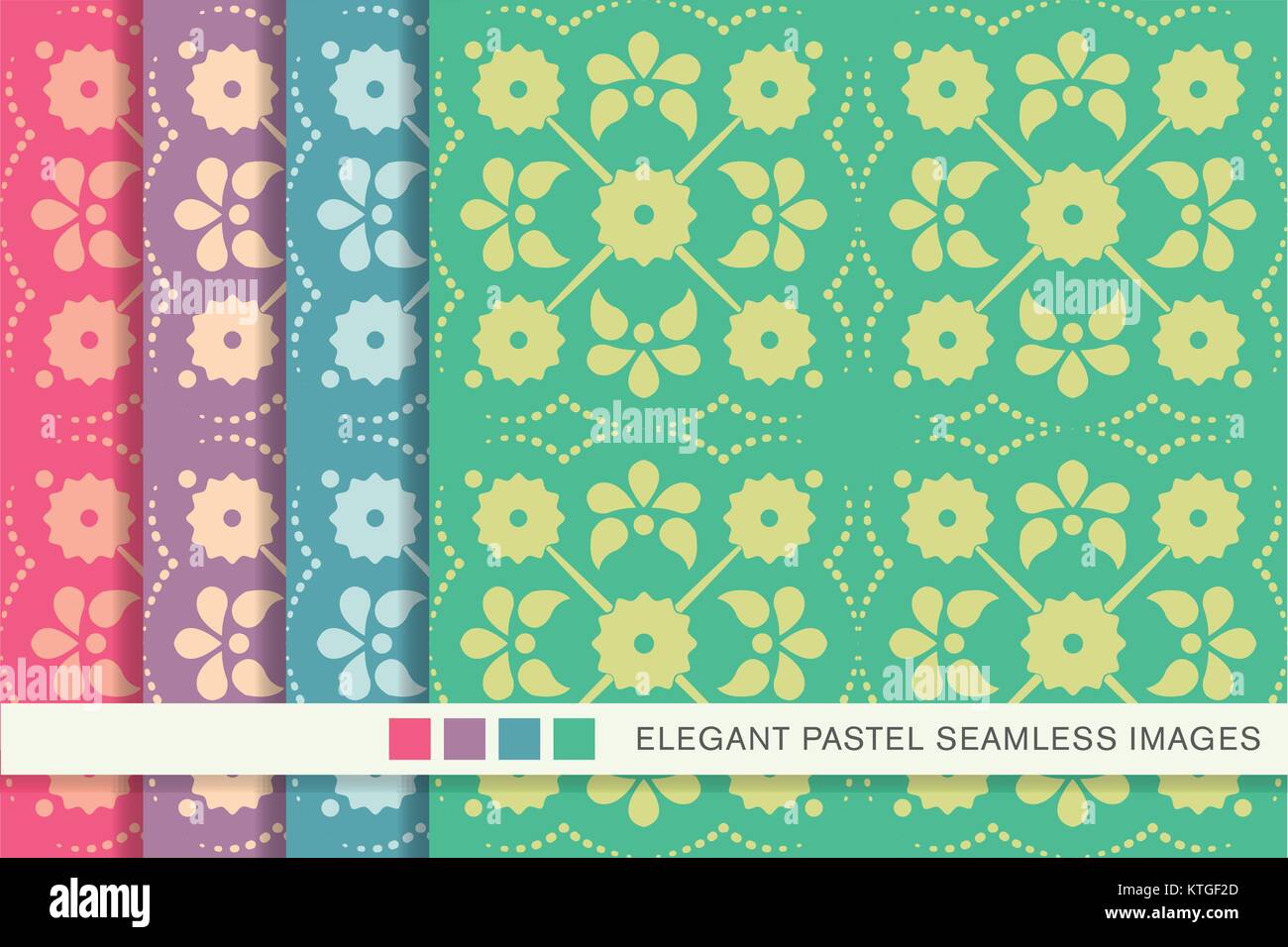 Seamless pastel background set cross flower dot line Stock Vector Image ...