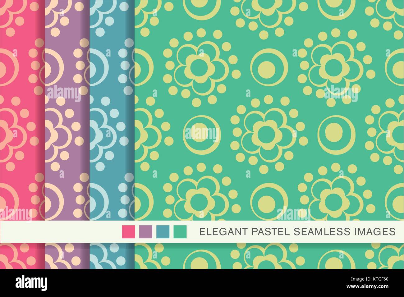Seamless pastel background set round cross dot line flower Stock Vector ...