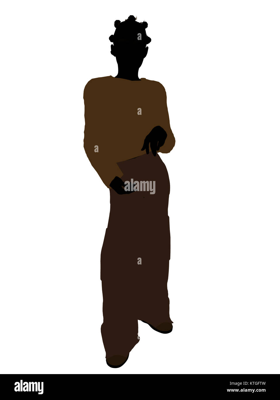 African American teenager silhouette on a white background Stock Photo ...