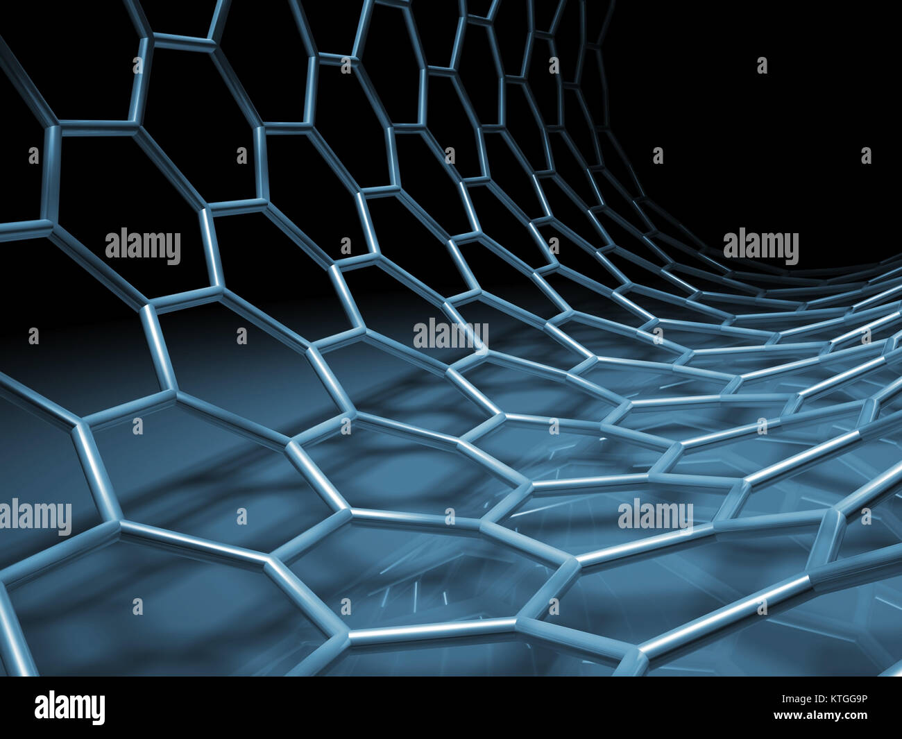 Blue hexagonal mesh tube structure. 3d illustration Stock Photo - Alamy