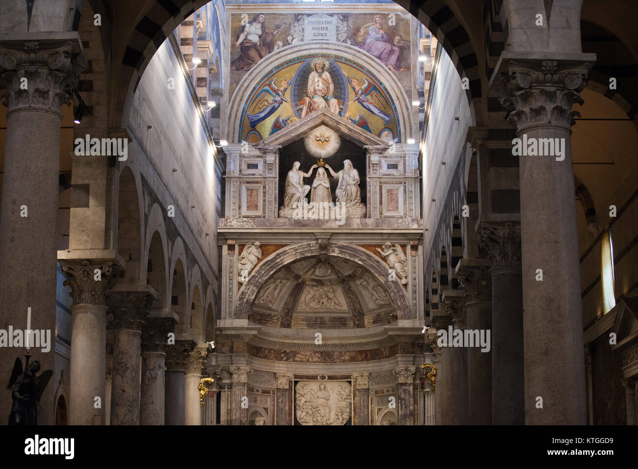 Pisa - Duomo interior. The nave and the altar Stock Photo