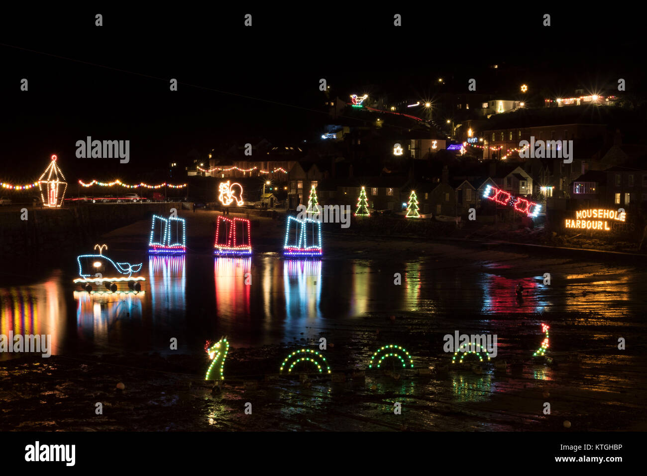 Mousehole Cornwall Christmas Stock Photos & Mousehole Cornwall