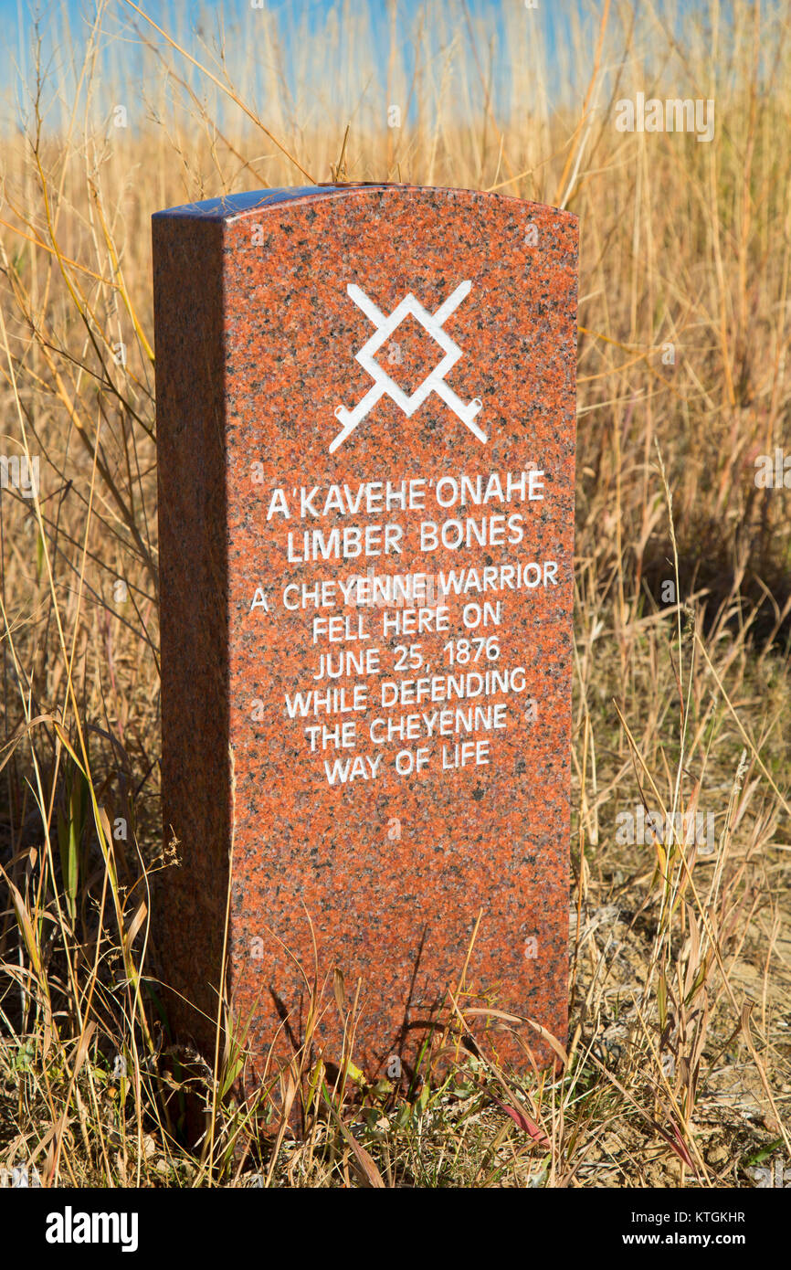 little bighorn battlefield on Indian Warrior Headstone Marker Little Bighorn Battlefield National Monument Montana Stock Photo Alamy