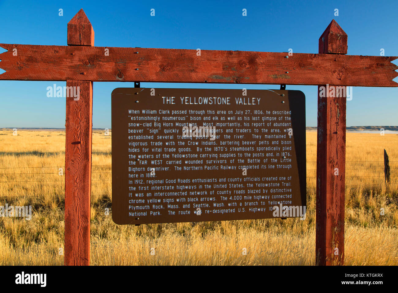 Historical highway marker, Treasure County, Montana Stock Photo Alamy