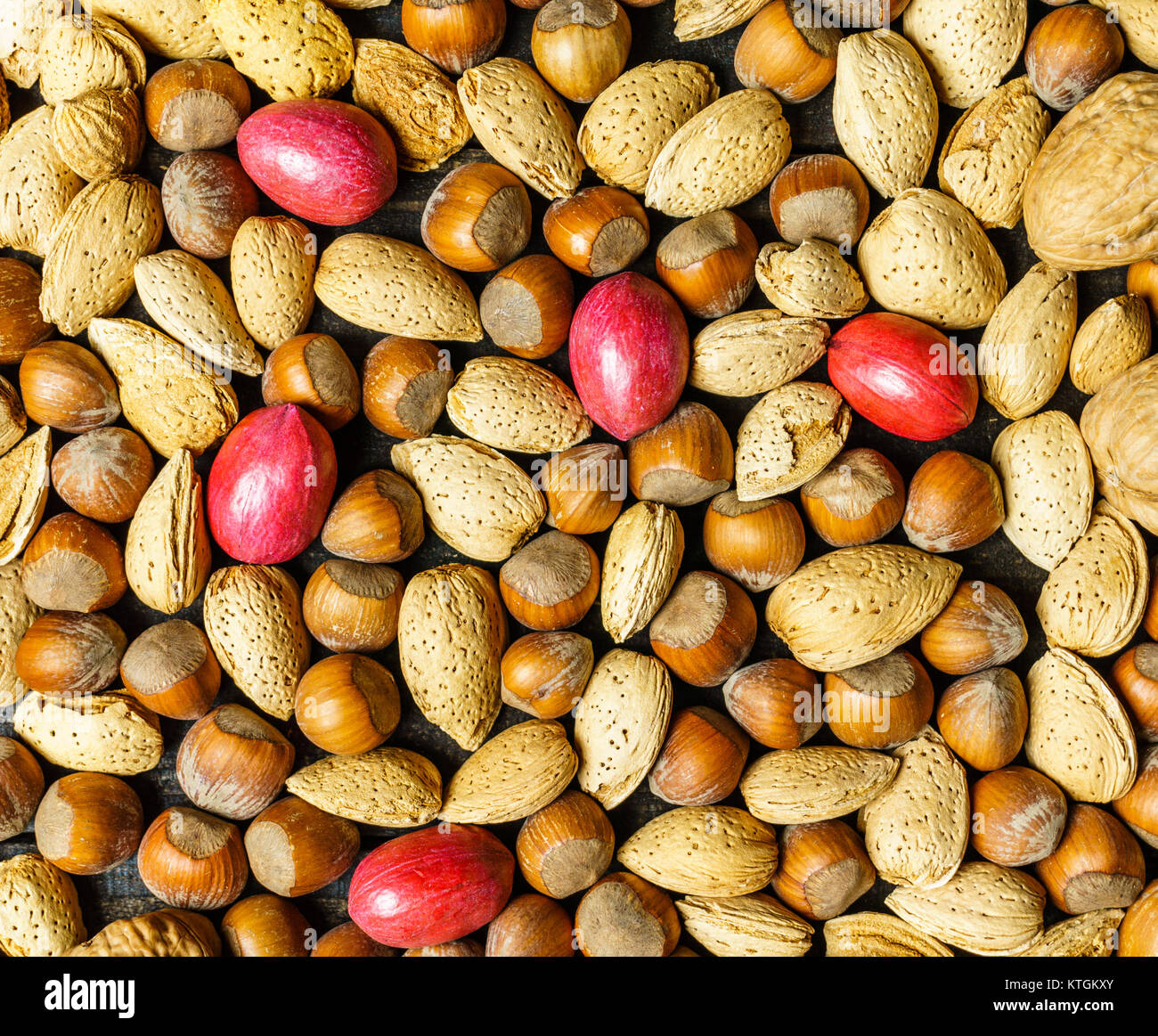 food background with variety of nuts close up Stock Photo - Alamy