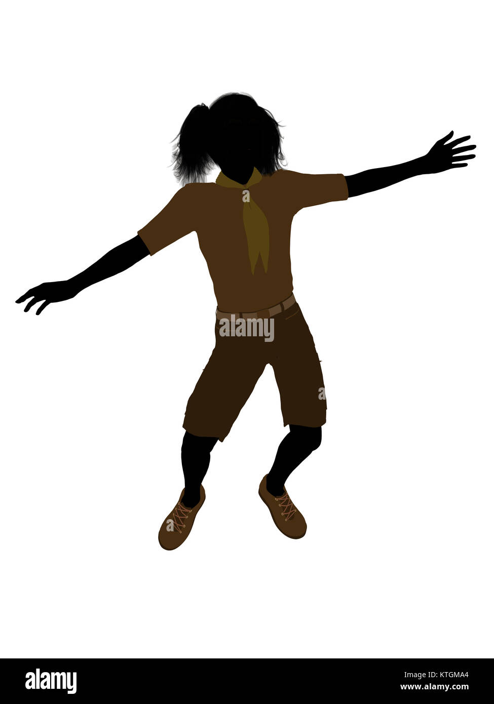 Girl scout silhouette dressed in shorts on a white background Stock ...