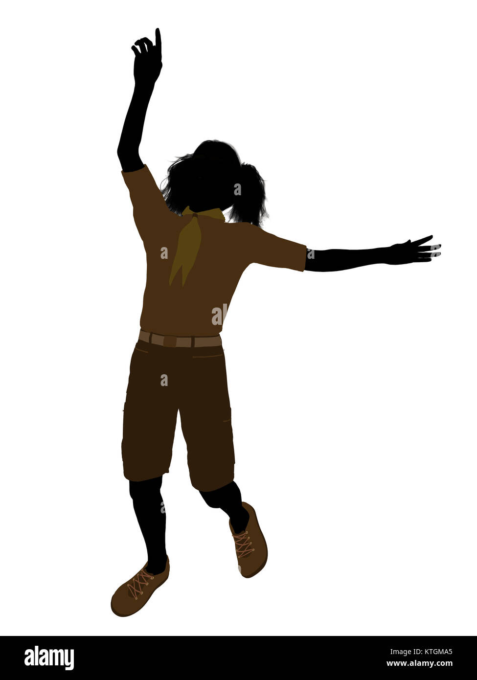 Girl scout silhouette dressed in shorts on a white background Stock ...