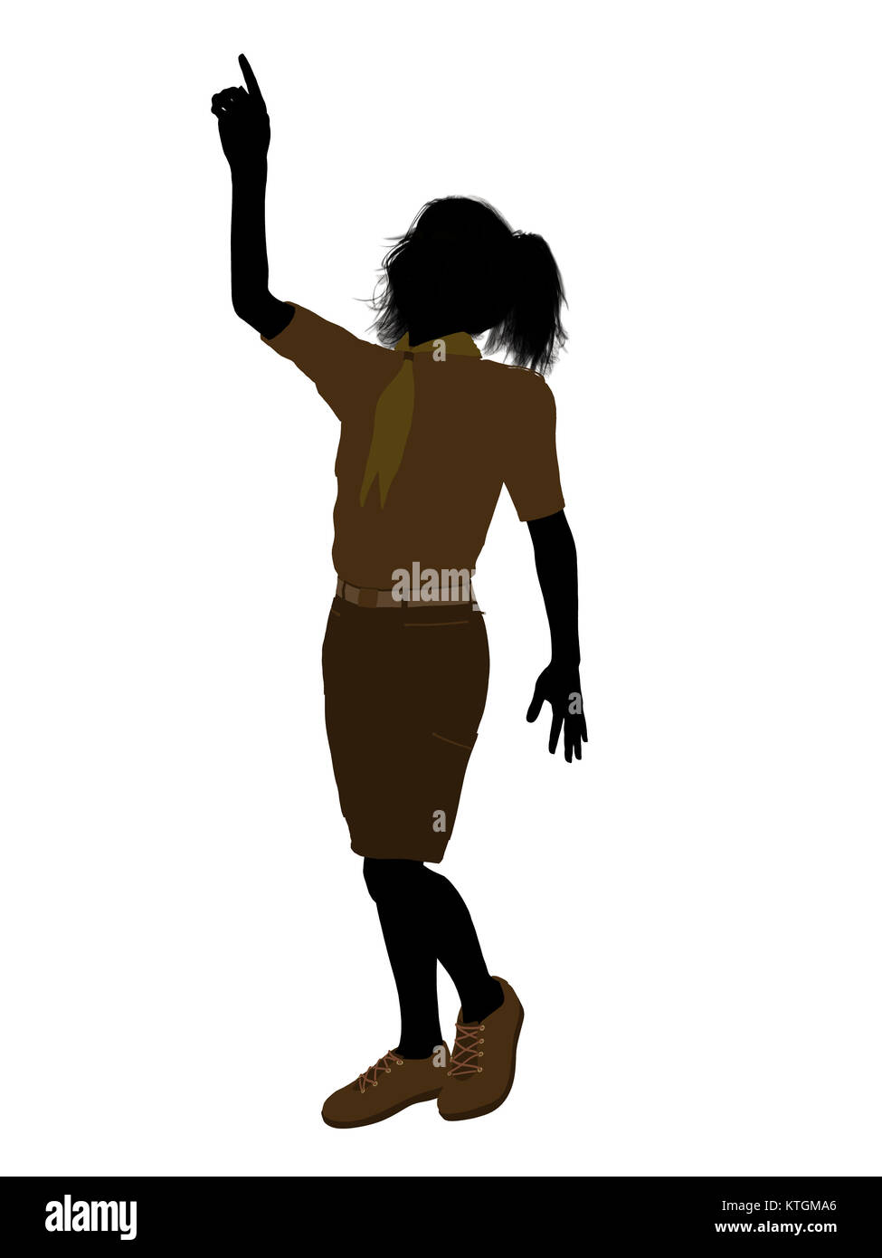 Girl scout silhouette dressed in shorts on a white background Stock Photo