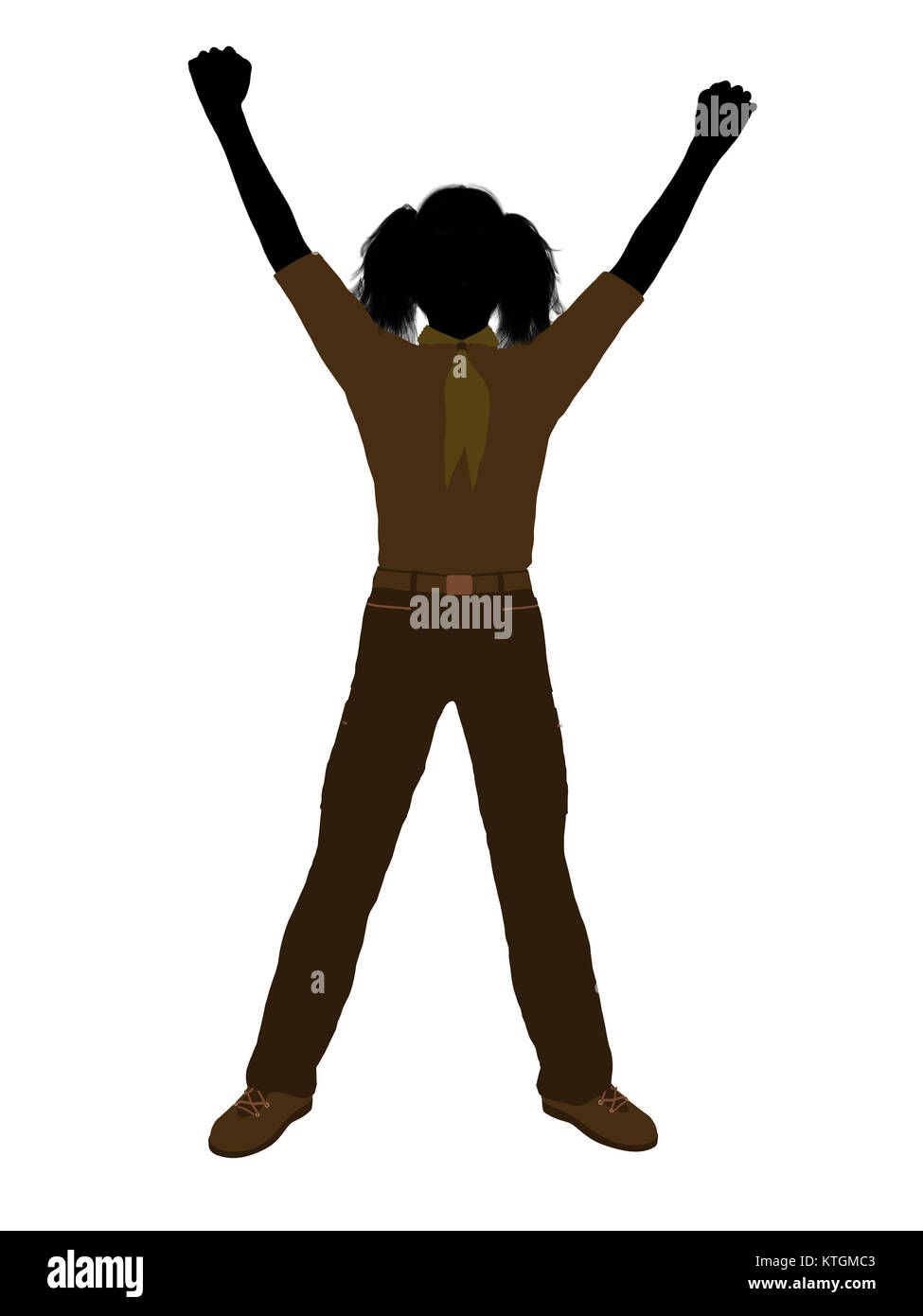 Girl scout silhouette dressed in pants on a white background Stock ...