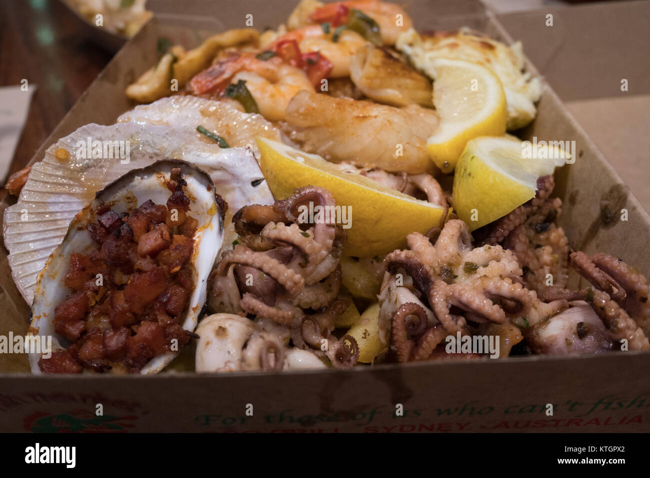 Grilled seafood platter Stock Photo