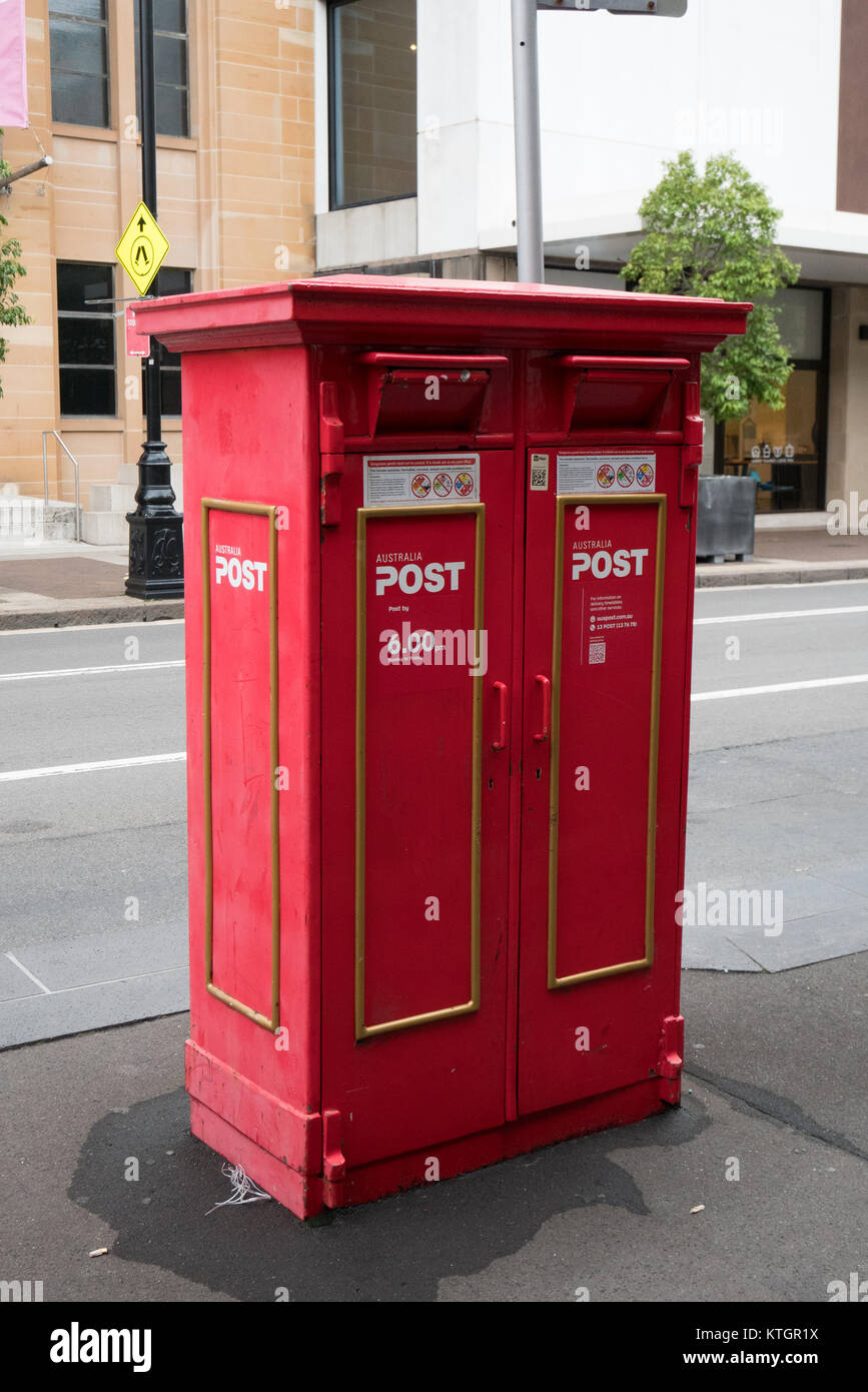 Red vintage phone booth in Sydney Stock Photo